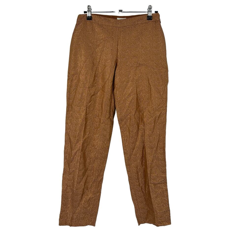 J. Crew Collection Pants Womens 0 Silk Metallic Ankle Cropped Copper Brocade
